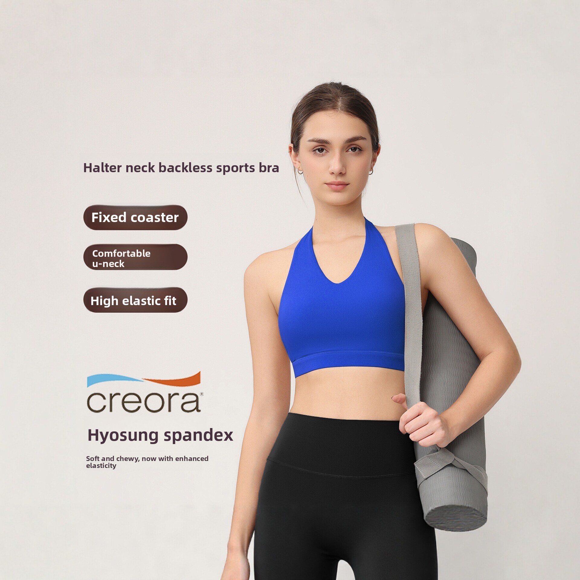 Pilates Yoga Top - Women's Halter Sports Bra with Fixed