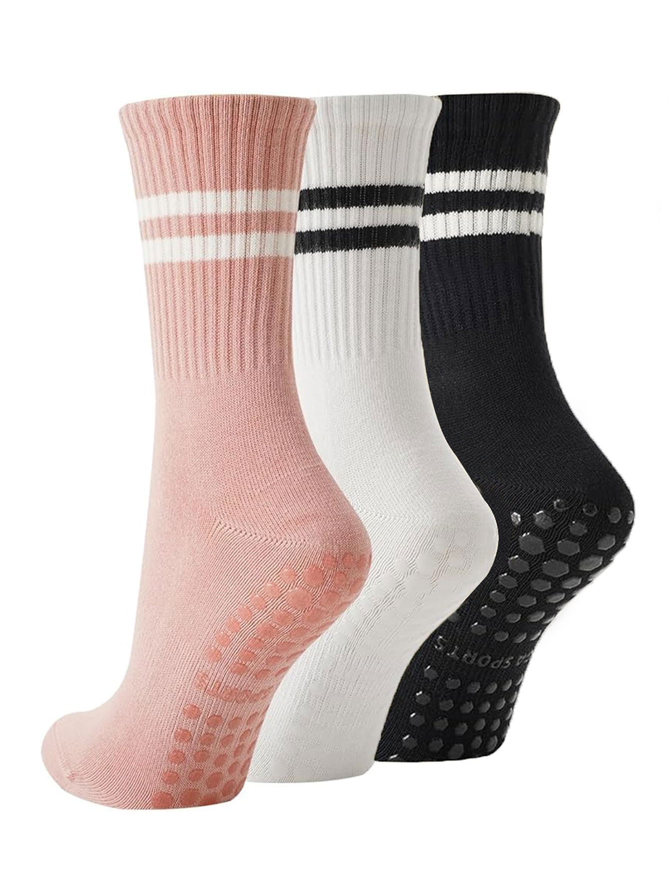 3 Pairs of Yoga Socks, Non-Sli - Pilates Yoga Grip Socks 评论和价格