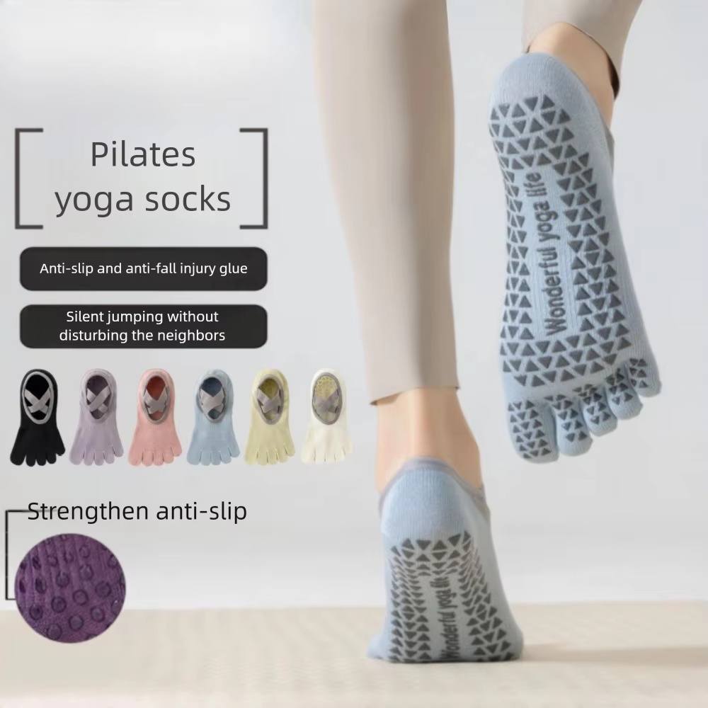 Women Cotton Five Toe Yoga Soc - Pilates Yoga Grip Socks 评论和价格