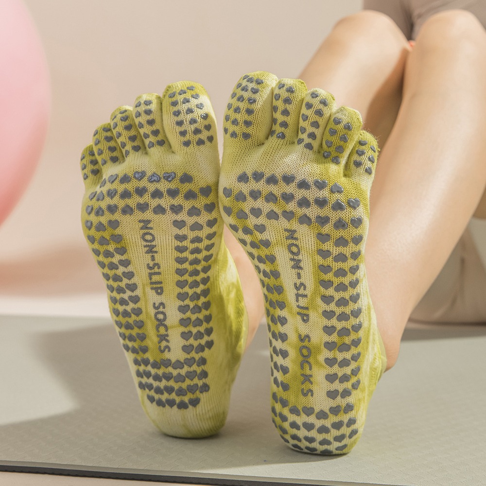 Women's Tie-Dye Five-Finger Gr - Pilates Yoga Grip Socks 评论和价格