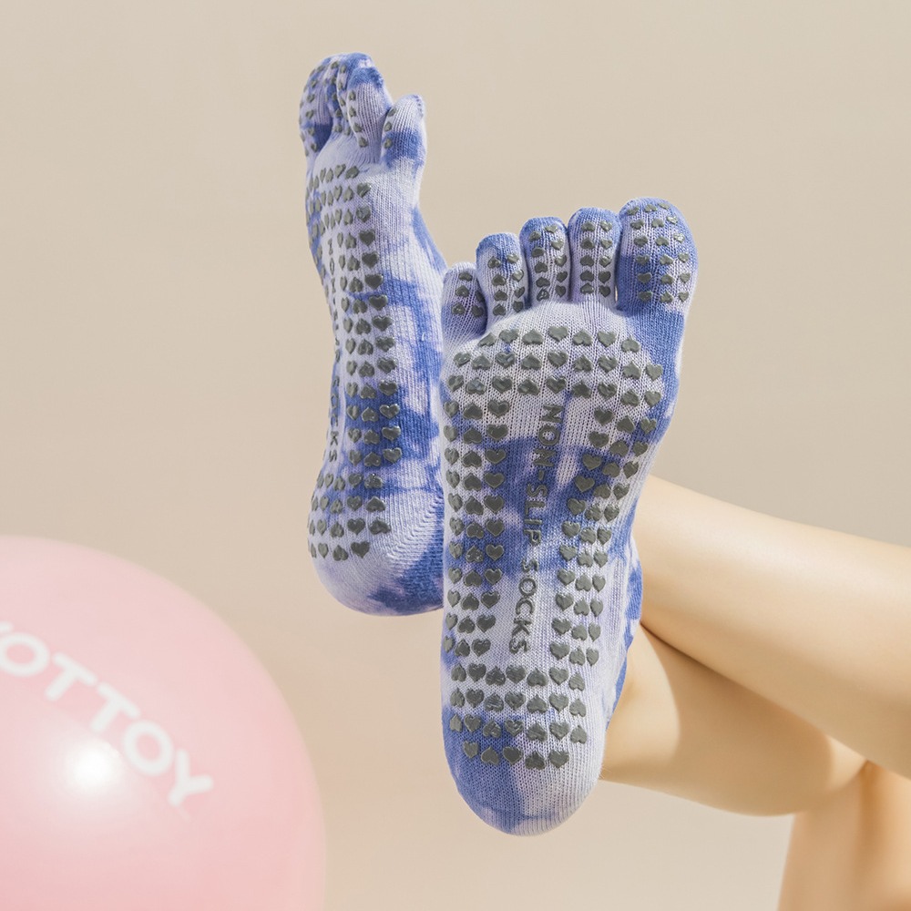 Women's Tie-Dye Five-Finger Gr - Pilates Yoga Grip Socks 评论和价格
