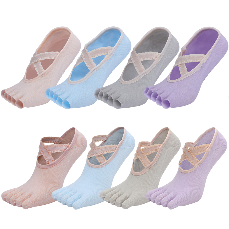 Five Finger Yoga Socks Lace Cr - Pilates Yoga Grip Socks 评论和价格