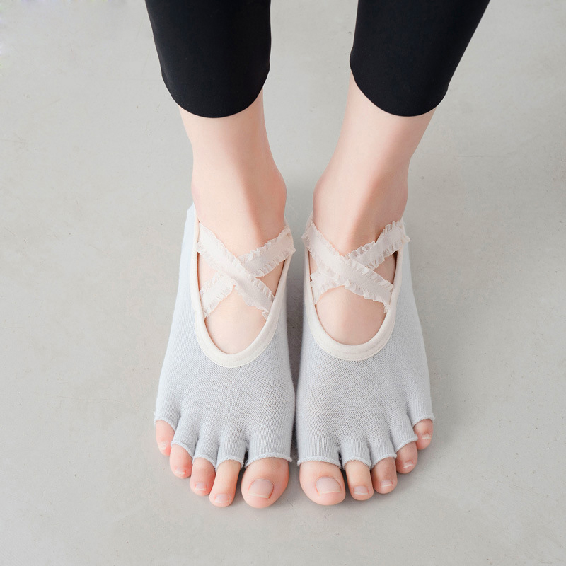 Five Finger Yoga Socks Lace Cr - Pilates Yoga Grip Socks 评论和价格